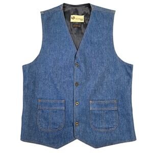 Vintage 70s Levis Panatela Denim Vest Mens Blue Western Waistcoat Lined Cowboy